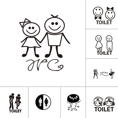 10 Style WC Wall Sticker for Toilet Door Waterproof Stickers Bathroom Decor house Family Home Decoration mural WC wallpaper - Gufetto Brand 