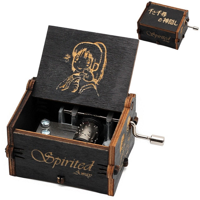 Carillon in legno nero Jurassic Park Caja Musical Queen Totoro Carillon in legno a manovella Regalo di Natale - Gufetto Brand 