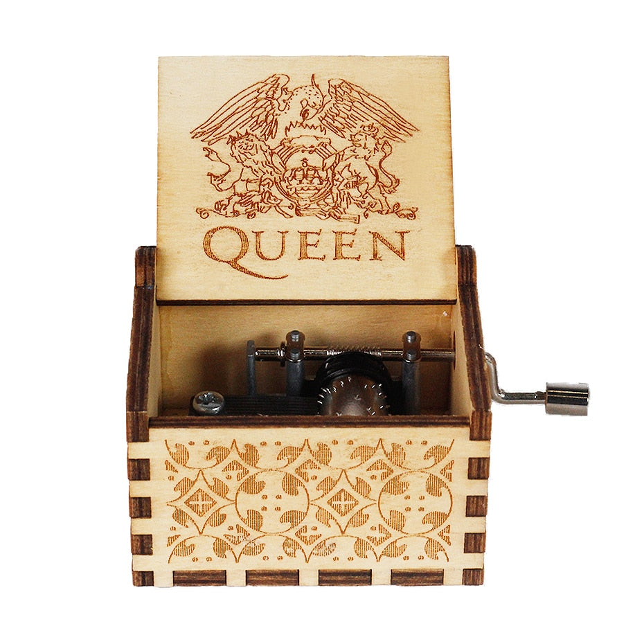 Carillon Queen a manovella in legno caldo Tema Bohemian Rhapsody Love Dad Love Mom You Are Our Sunshine compleanno Regalo di Natale - Gufetto Brand 