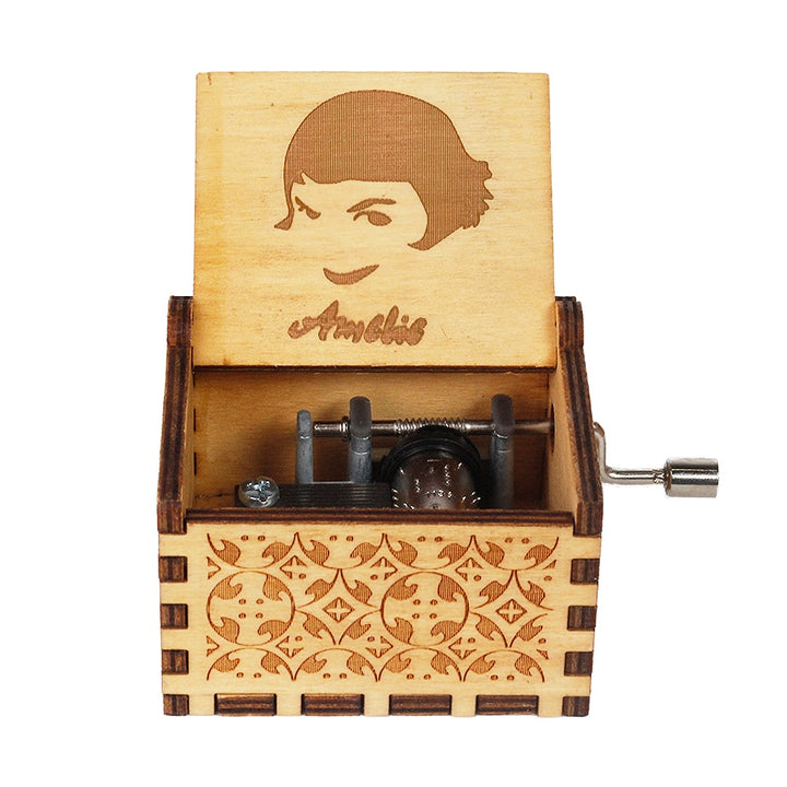 Carillon in legno nero Jurassic Park Caja Musical Queen Totoro Carillon in legno a manovella Regalo di Natale - Gufetto Brand 