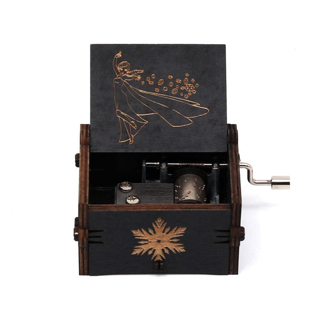Carillon in legno nero Jurassic Park Caja Musical Queen Totoro Carillon in legno a manovella Regalo di Natale - Gufetto Brand 