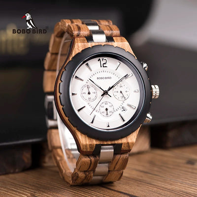 BOBO BIRD Men Watch Wood Luxury Stylish Watches Timepieces Chronograph Military Quartz Custom Men's Gift relogio masculino - Gufetto Brand 