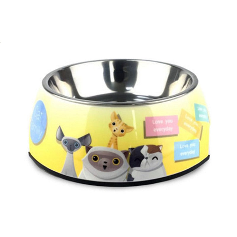 Ciotola per cani e gatti rimovibile in melamina e acciaio inossidabile - Gufetto Brand 