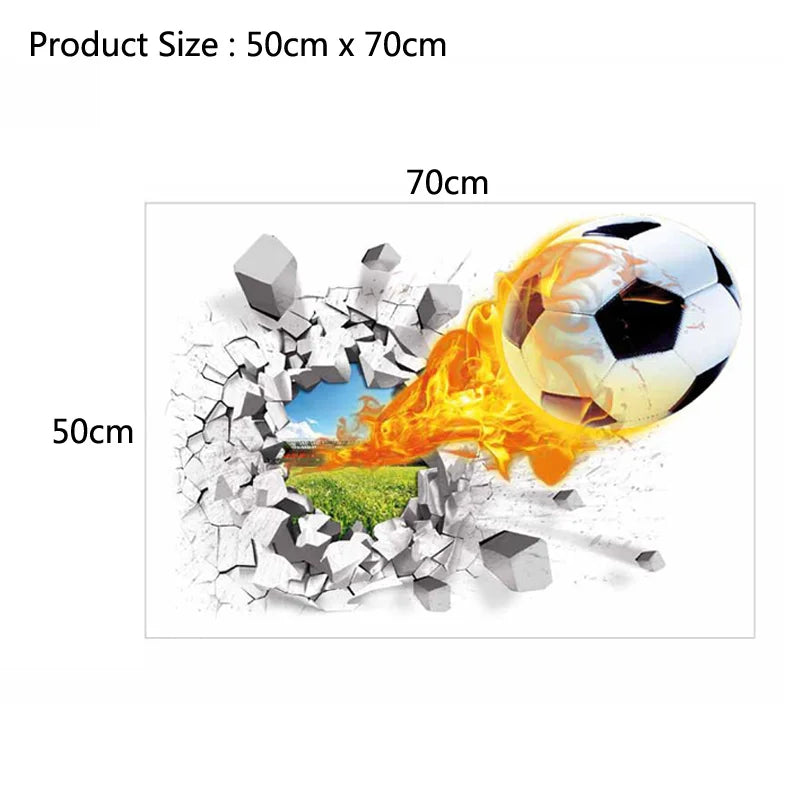 3D Football Broken Wall Sticker For Kids Room Living Room Sports Decoration Mural Wall Stickers Home Decor Decals Wallpaper - Gufetto Brand 