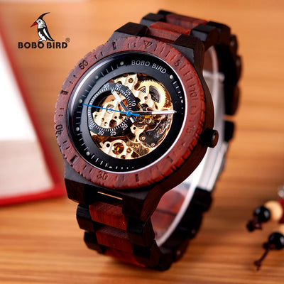 BOBO BIRD Wood Mechanical Watch Men Relogio Masculino Big Mens Watches Top Brand Luxury Timepieces Customized Dropshipping - Gufetto Brand 