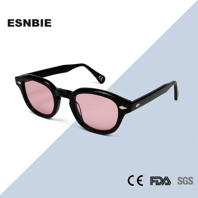 NEW Acetate Sunglasses Pink Brand Designer Round Sun Glasses For Women Men Vintage Trend Shades Glasses Occhiali Da Sole Donna - Gufetto Brand 
