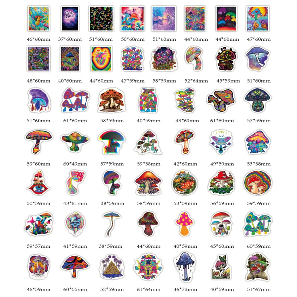 10/30/50PCS/ Psychedelic Mushroom Sticker Cartoon Sticker Skateboard Cup DIY Suitcase Notebook Guitar Graffiti Sticker Wholesale - Gufetto Brand 