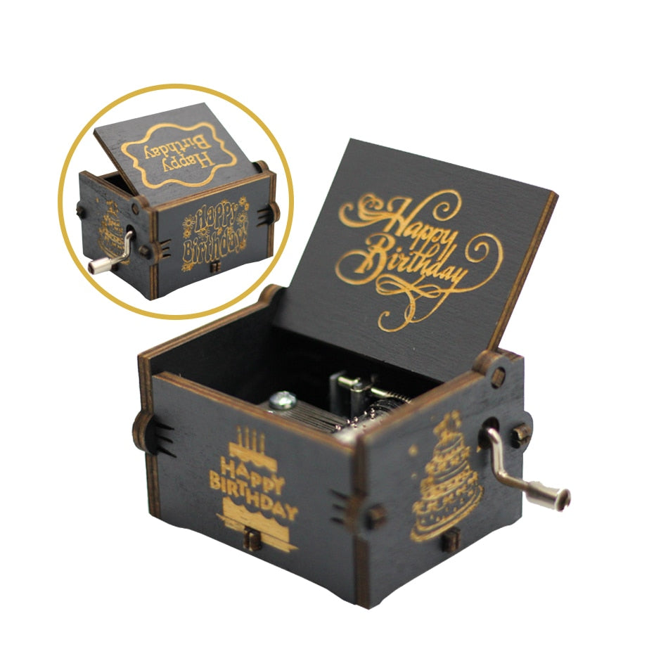 Carillon in legno nero Jurassic Park Caja Musical Queen Totoro Carillon in legno a manovella Regalo di Natale - Gufetto Brand 
