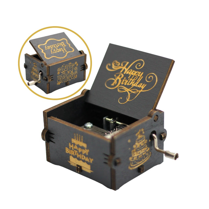 Carillon in legno nero Jurassic Park Caja Musical Queen Totoro Carillon in legno a manovella Regalo di Natale - Gufetto Brand 