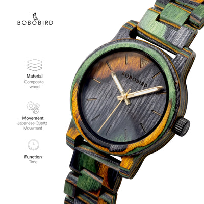 BOBO BIRD Colored Wood Men Quartz Watch Leisure Fashion Wristwatch Laser Dial Scale Support Custom Personalized Reloj Hombre - Gufetto Brand 