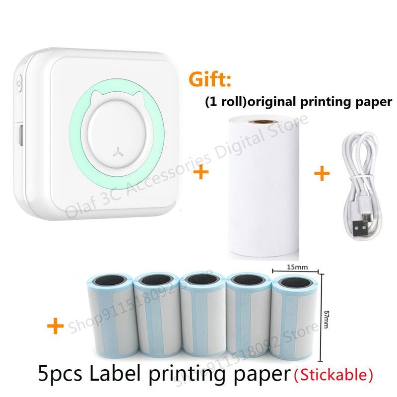 Mini stampante per etichette portatile Stampanti per etichette adesive termiche fotografiche Stampanti per adesivi per mini stampanti tascabili Bluetooth senza inchiostro 57MM - Gufetto Brand 