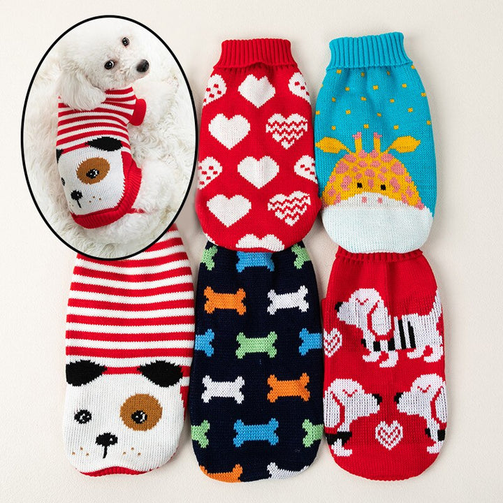 Vestiti per cani di Natale Maglione lavorato a maglia caldo invernale del fumetto per cani di piccola taglia Abbigliamento per animali domestici Cappotto pullover per cuccioli Gilet all'uncinetto lavorato a maglia - Gufetto Brand 