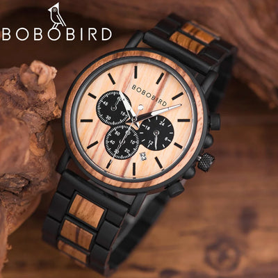 BOBO BIRD Wooden Watch Men Watches Customize Timepieces Personality Creative Design Logo MESSAGE Engraved Carved Watch - Gufetto Brand 