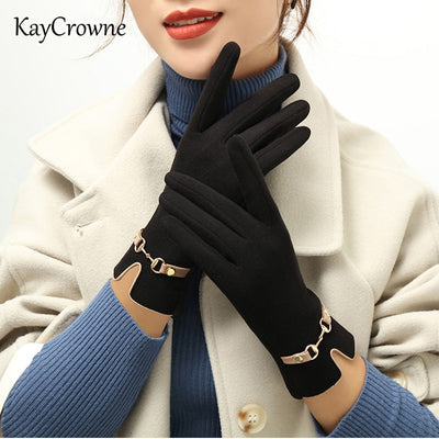 New Grace Fashion Lady Glove Guanti Donna Inverno Vintage Touch Screen Guida Mantieni caldi Guanti antivento - Gufetto Brand 