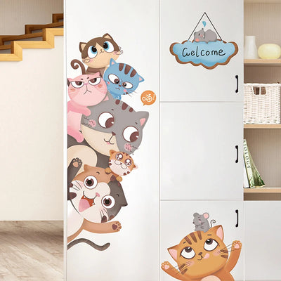 Cartoon Cats Wall Stickers Vinyl DIY Creative Animals Mural Decals for Kids Rooms Baby Bedroom Nursery Door Home Decoration - Gufetto Brand 