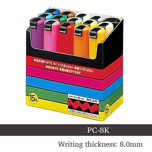 UNI Posca Marker Pen PC-1M PC-3M PC-5M Pubblicità Pennarelli colorati a vernice permanente Manga Disegno Graffiti Art - Gufetto Brand 
