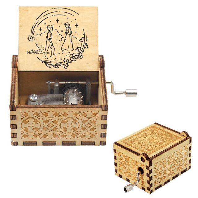 Carillon in legno nero Jurassic Park Caja Musical Queen Totoro Carillon in legno a manovella Regalo di Natale - Gufetto Brand 