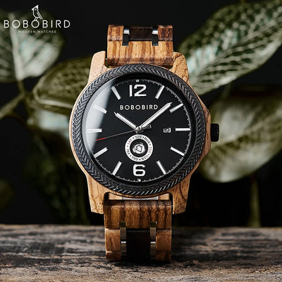 Wooden Watch BOBOBIRD Top New Design Men's Watch Japanese Movement Quartz Wristwatch Week Date Display Custom Great Gift Box - Gufetto Brand 