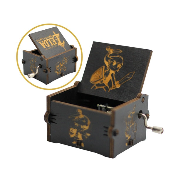 Carillon in legno nero Jurassic Park Caja Musical Queen Totoro Carillon in legno a manovella Regalo di Natale - Gufetto Brand 