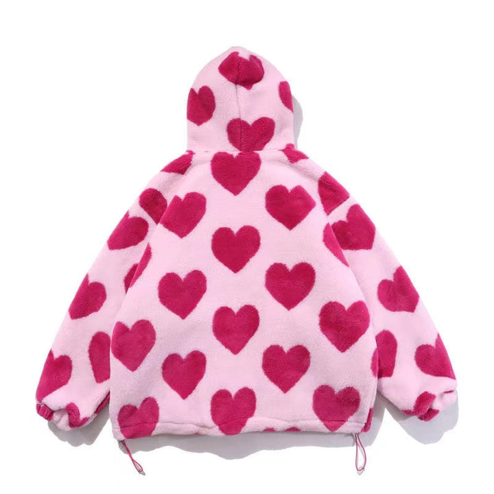 Giacca invernale imbottita in pelliccia di coniglio stampata Harajuku Love High Street per uomo e donna Giacca in cotone con cappuccio per studenti stile Hong Kong - Gufetto Brand 