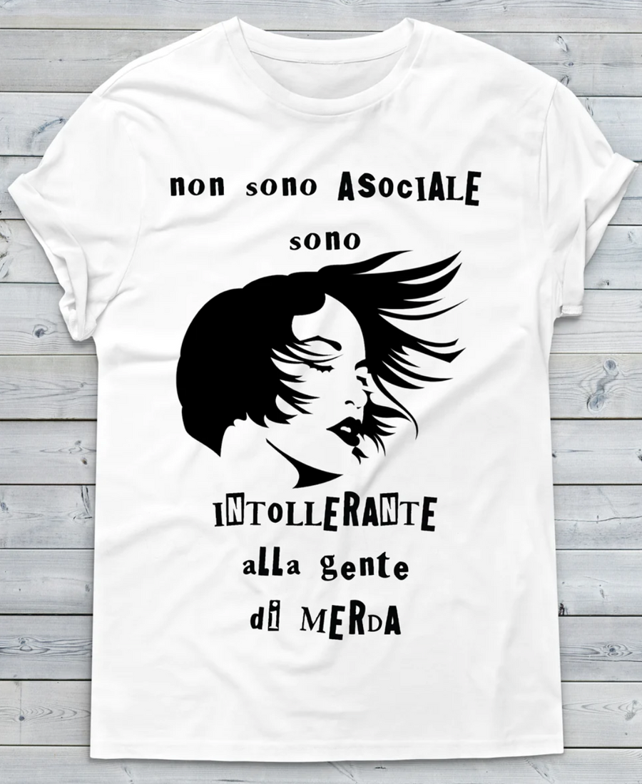 T-shirt Donna bianca Non Sono Asociale Outlet - Gufetto Brand 