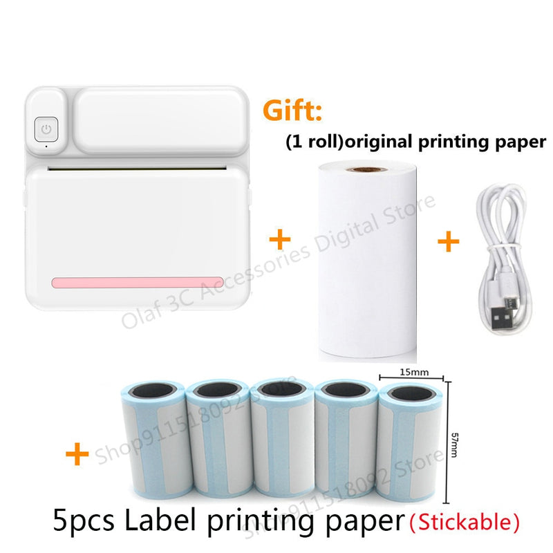 Mini stampante per etichette portatile Stampanti per etichette adesive termiche fotografiche Stampanti per adesivi per mini stampanti tascabili Bluetooth senza inchiostro 57MM - Gufetto Brand 