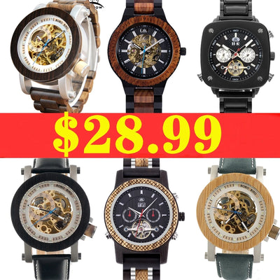 BOBO BIRD Wood Mechanical Watch Men Relogio Masculino Big Mens Watches Top Brand Luxury Timepieces erkek kol saati Customized - Gufetto Brand 