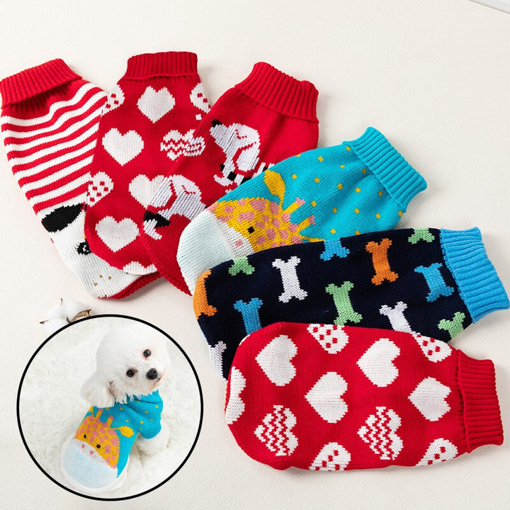 Vestiti per cani di Natale Maglione lavorato a maglia caldo invernale del fumetto per cani di piccola taglia Abbigliamento per animali domestici Cappotto pullover per cuccioli Gilet all'uncinetto lavorato a maglia - Gufetto Brand 