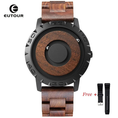 Fashion Magnetic Wooden Watch Men Quartz Wristwatches EUTOUR  Casual Simple Men's Watches Waterproof Wood Strap Watch for Man - Gufetto Brand 