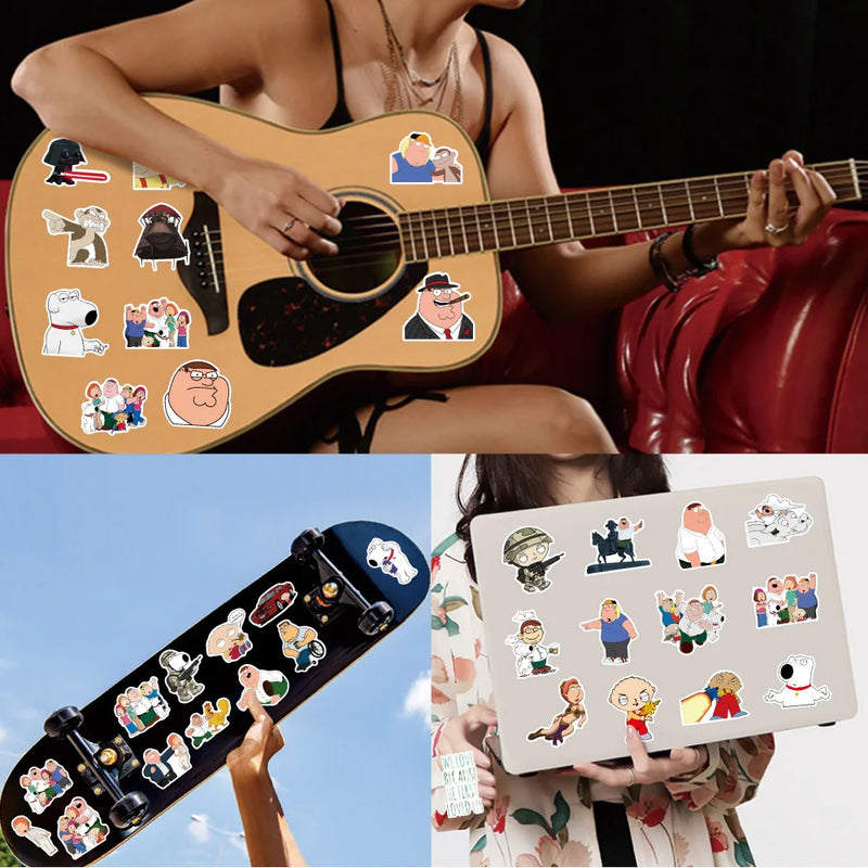 10/30/50/100pcs Cartoon Family Guy Stickers Decals DIY DIY Laptop Skateboard Phone Case Waterproof Vinyl Cute Kids Sticker Toys - Gufetto Brand 