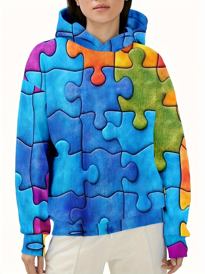 All Over Print Hoodie, Casual Long Sleeve Hoodies Sweatshirt, Women's Clothing - Gufetto Brand 