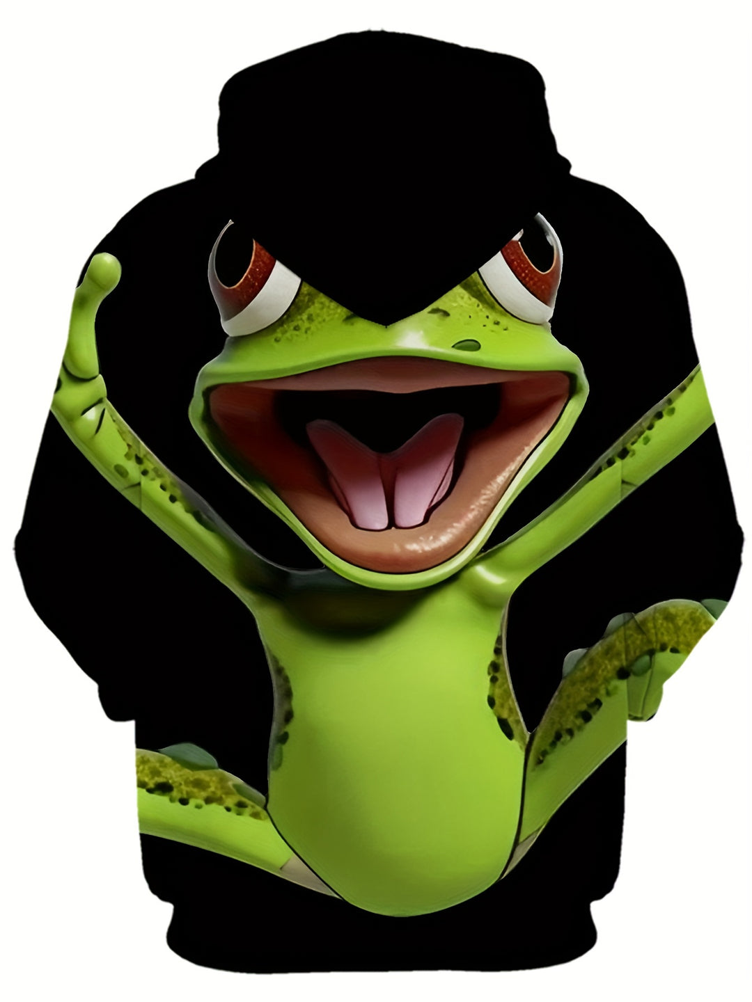 Men's 3D Frog Print Hoodie - Casual & Sporty, Breathable Polyester, Long Sleeve Pullover for Spring & Fall - Gufetto Brand 