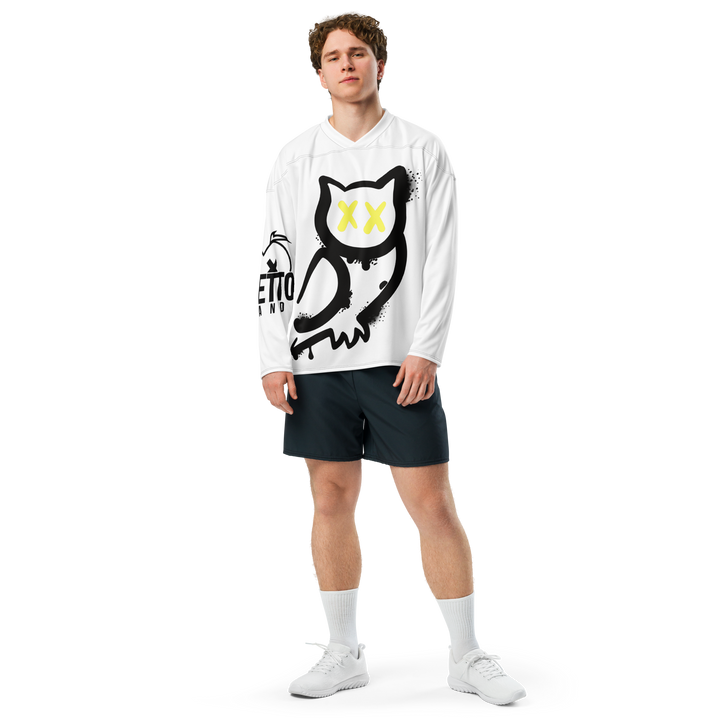 Maglia riciclata fan dell'hockey GUFETTO 1 NERO OCCHI GIALLI - Gufetto Brand 