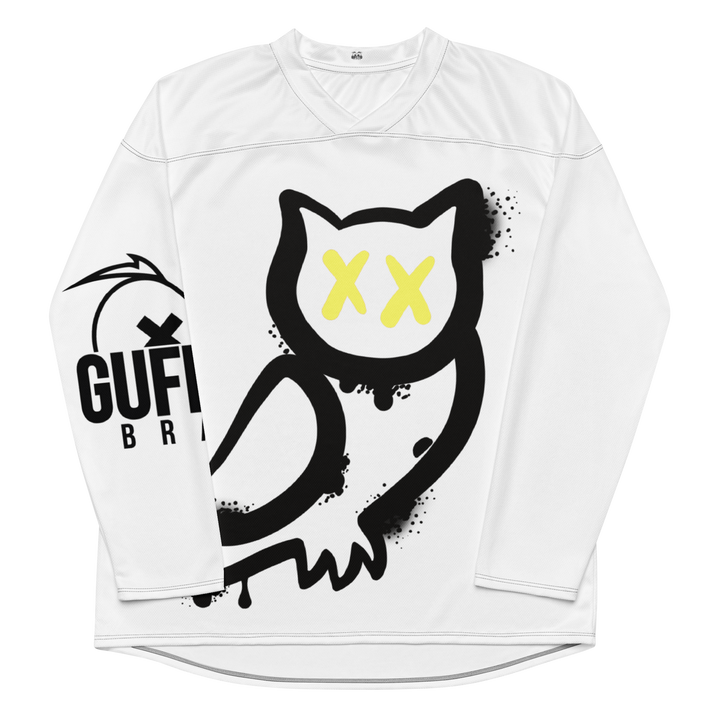 Maglia riciclata fan dell'hockey GUFETTO 1 NERO OCCHI GIALLI - Gufetto Brand 