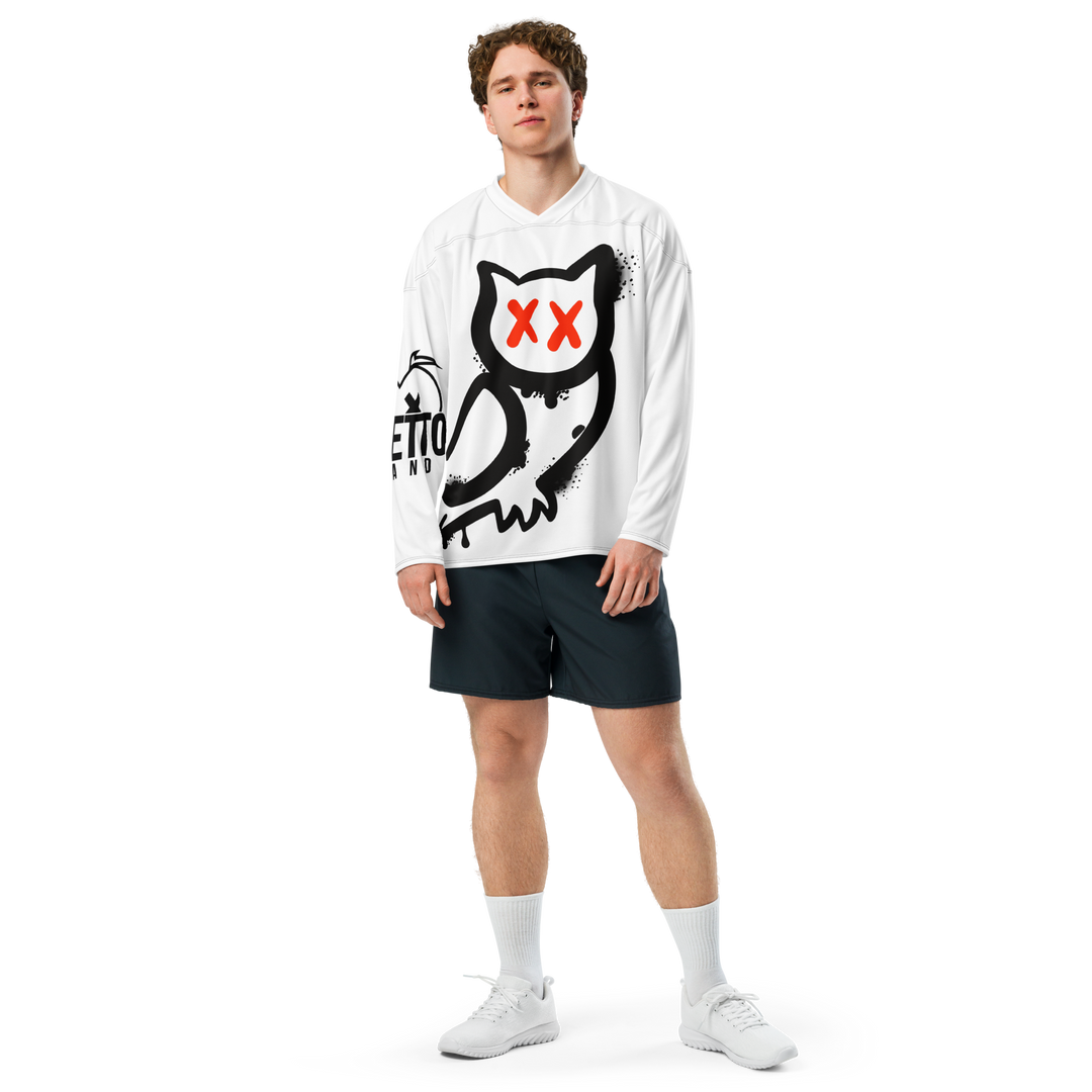 Maglia riciclata fan dell'hockey GUFETTO NERO OCCHI ROSSI - Gufetto Brand 