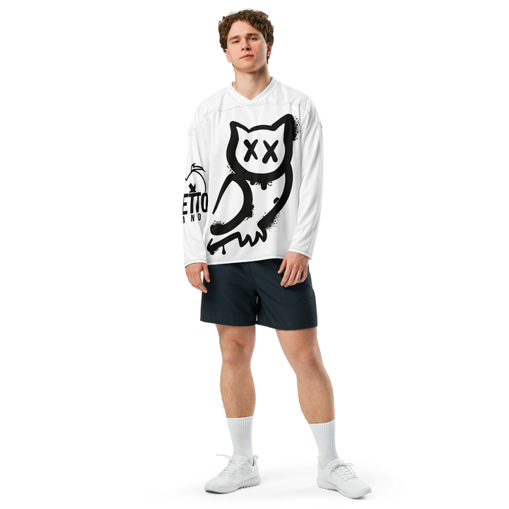 Maglia riciclata fan dell'hockey GUFETTO 1 NERO OCCHI NERI - Gufetto Brand 