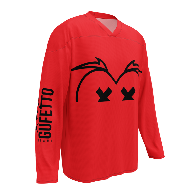 Recycled hockey fan jersey RED OCCHI NERI - Gufetto Brand 