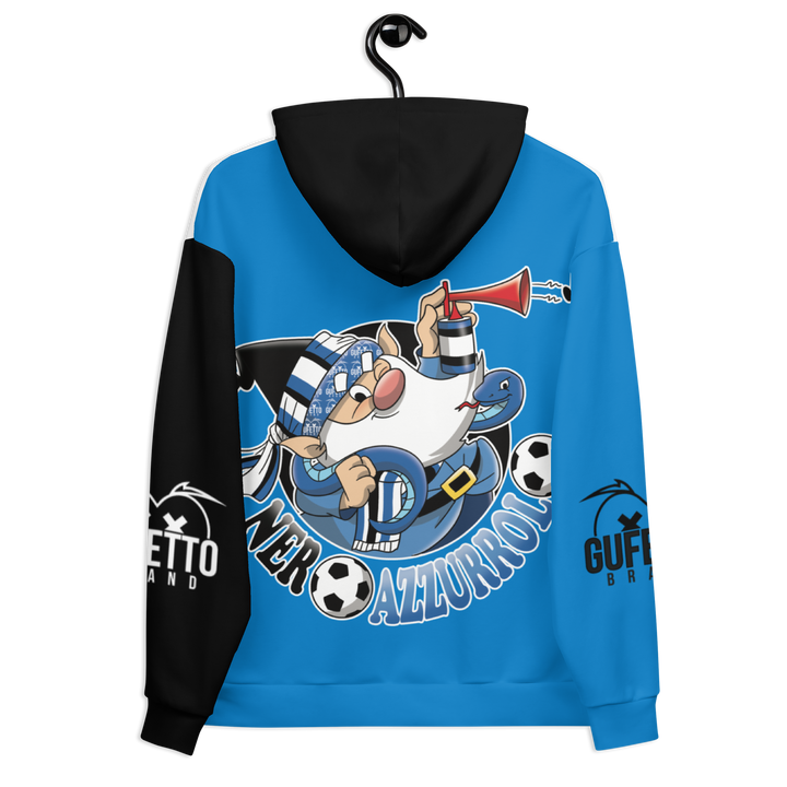 Felpa con cappuccio Uomo/Donna NERO AZZURROLO - Gufetto Brand 
