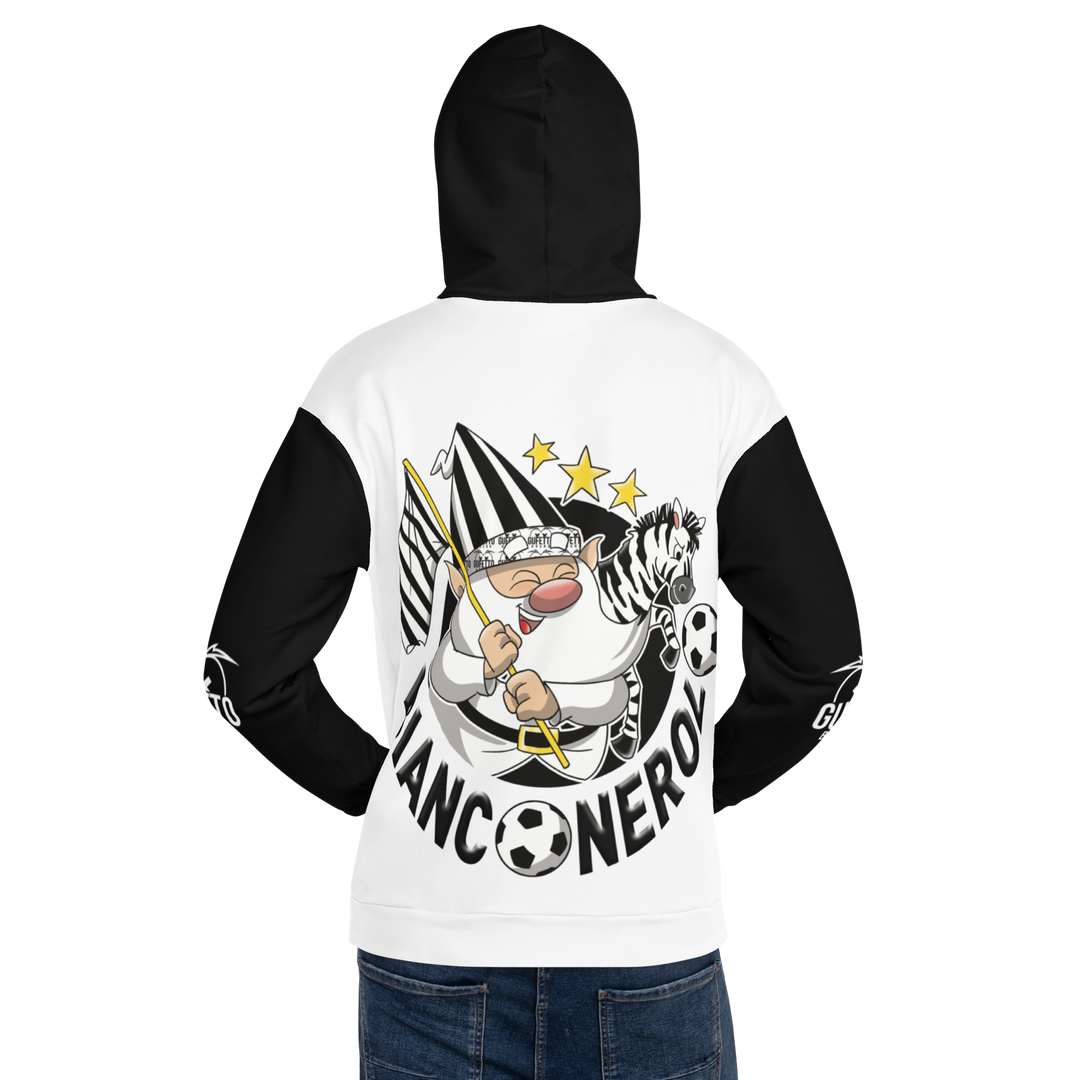Felpa con cappuccio Uomo/Donna BIANCO NEROLO - Gufetto Brand 
