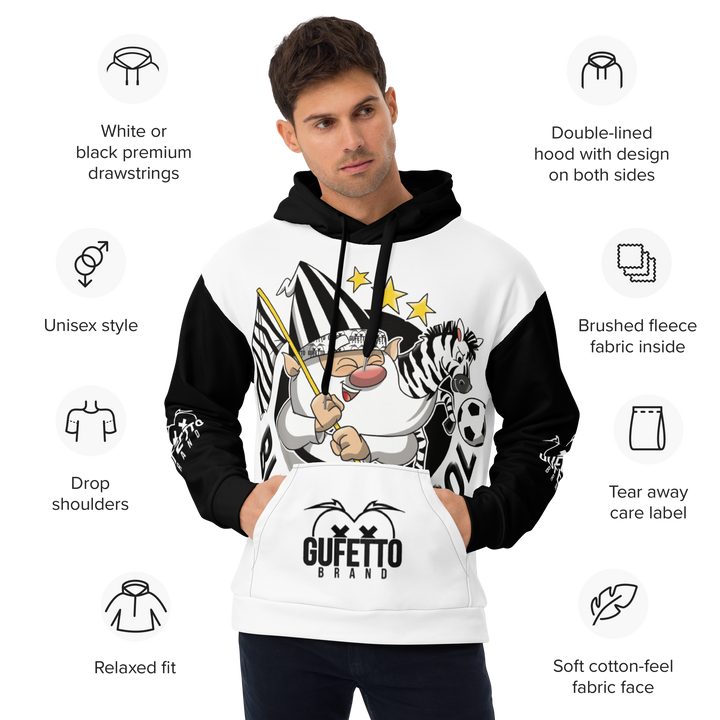 Felpa con cappuccio Uomo/Donna BIANCO NEROLO - Gufetto Brand 
