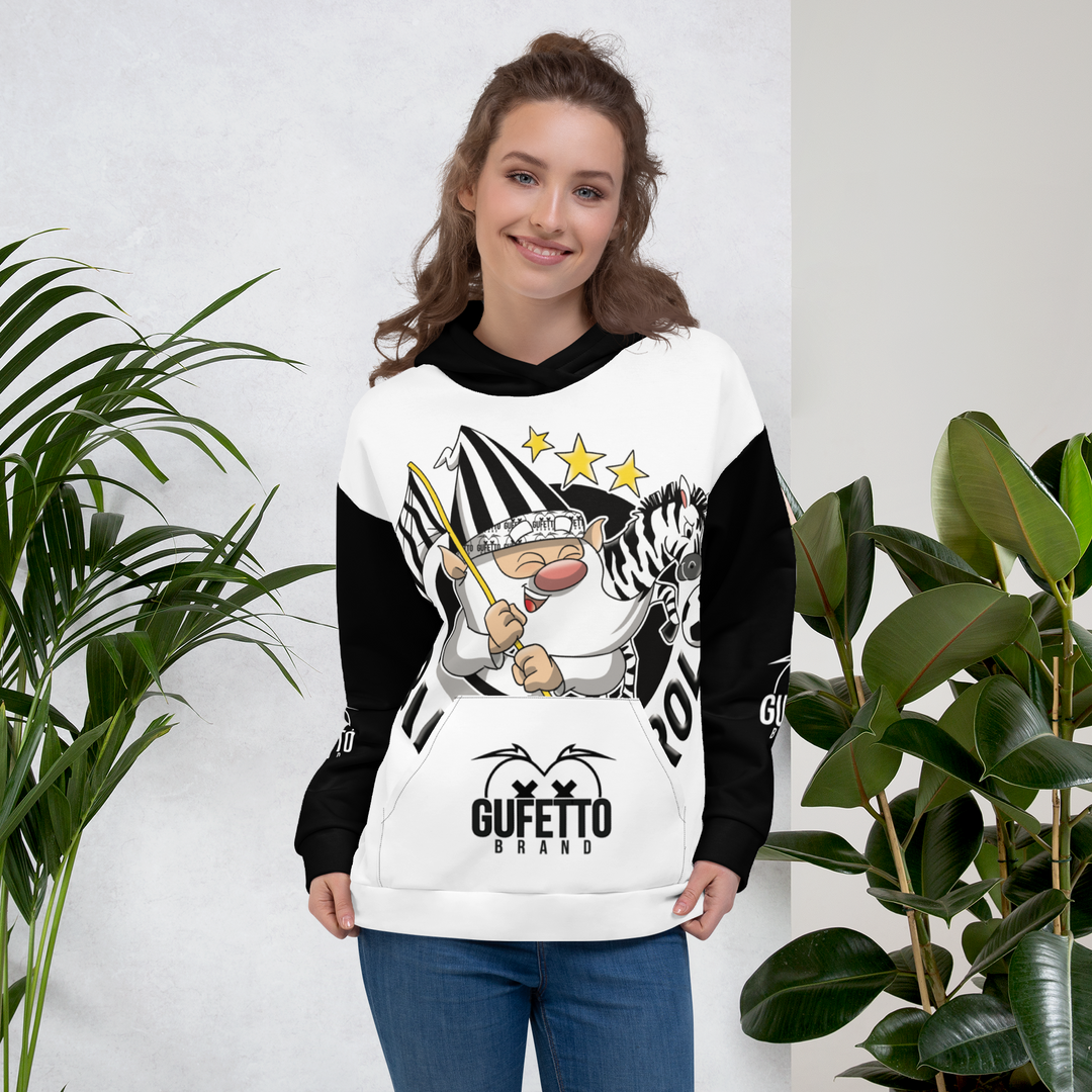 Felpa con cappuccio Uomo/Donna BIANCO NEROLO - Gufetto Brand 