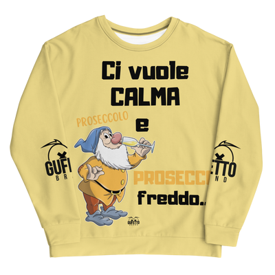 Felpa unisex Uomo/Donna PROSECCO FREDDO - Gufetto Brand 