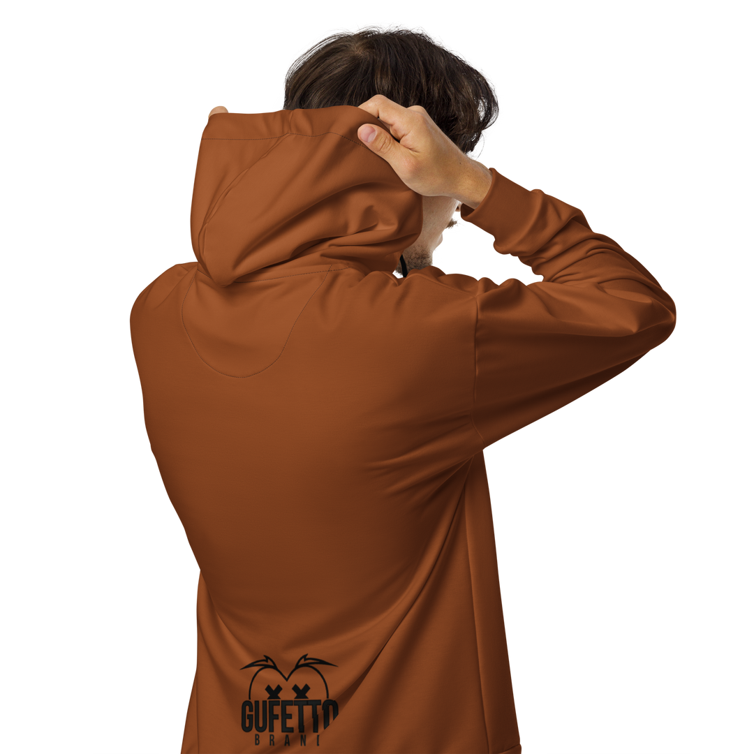 Felpa con cappuccio con zip unisex Uomo/Donna Gufetto Marrone - Gufetto Brand 