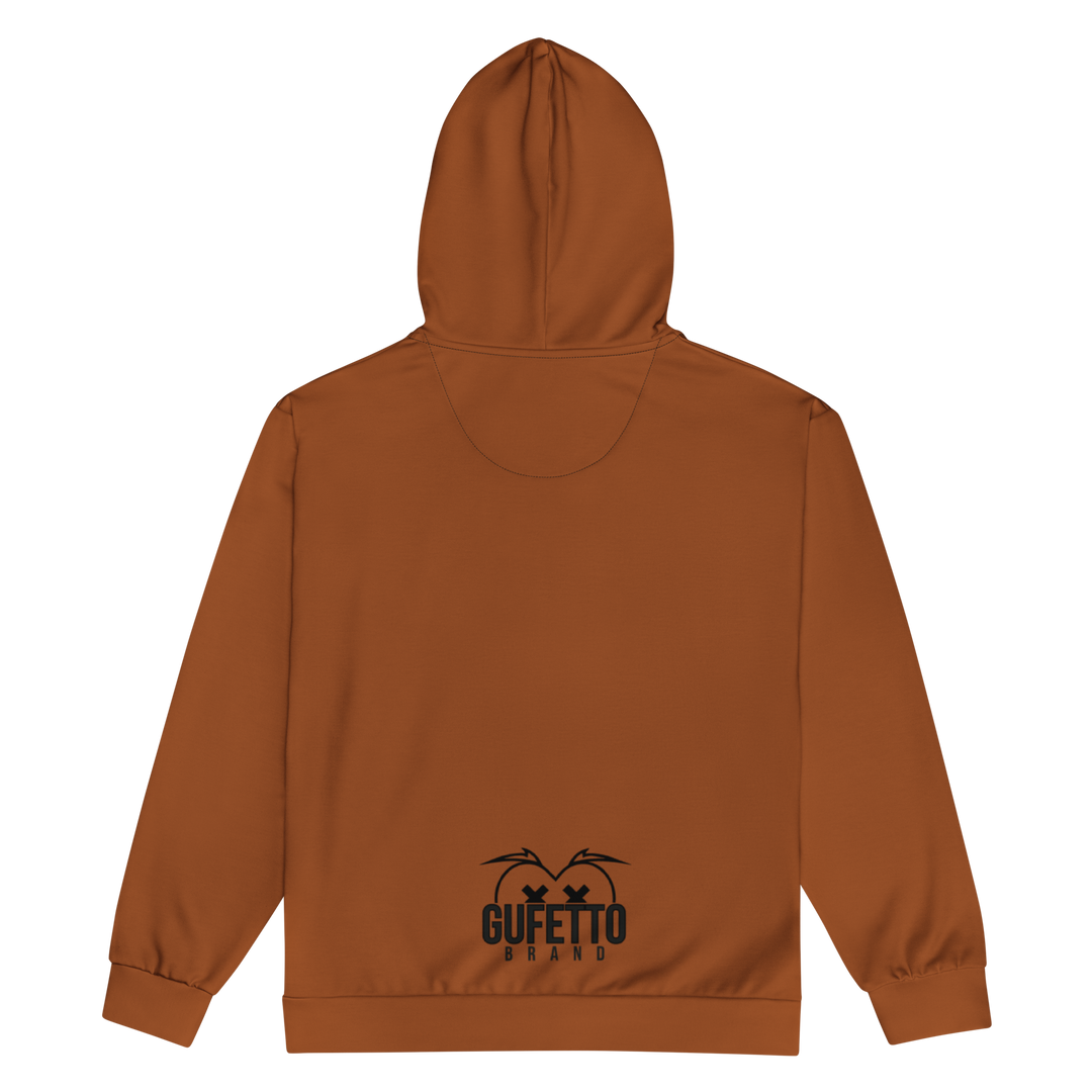Felpa con cappuccio con zip unisex Uomo/Donna Gufetto Marrone - Gufetto Brand 