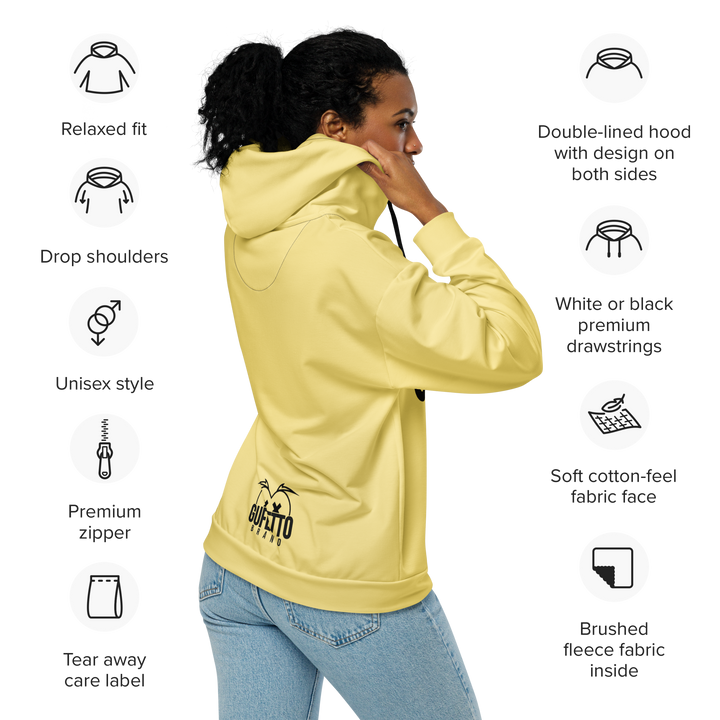 Felpa con cappuccio con zip unisex Uomo/Donna Gufetto Gialla - Gufetto Brand 