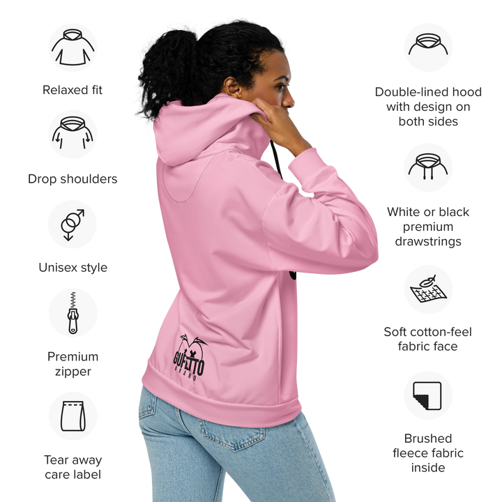 Felpa con cappuccio con zip unisex Uomo/Donna Gufetto Pink - Gufetto Brand 