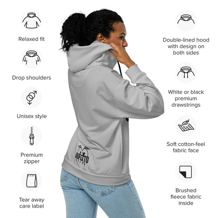 Felpa con cappuccio con zip unisex Uomo/Donna Gufetto Grigia - Gufetto Brand 