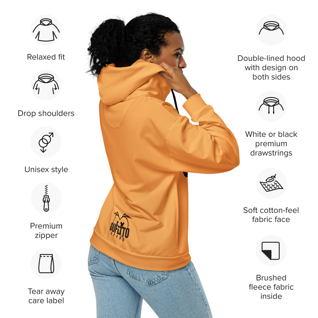 Felpa con cappuccio con zip unisex Uomo/Donna Gufetto Arancione - Gufetto Brand 