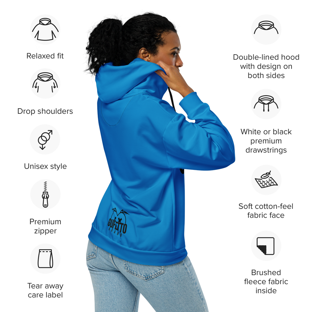 Felpa con cappuccio con zip unisex Uomo/Donna Gufetto Blu - Gufetto Brand 