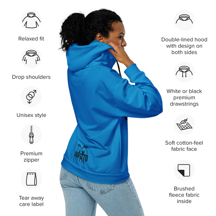 Felpa con cappuccio con zip unisex Uomo/Donna Gufetto Blu - Gufetto Brand 